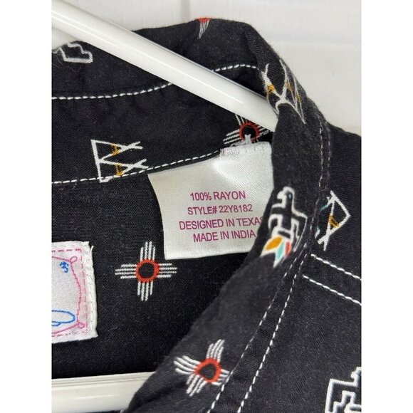 PANHANDLE Button Up Tunic Shirt Western Aztec Cowboy Rodeo Indian Soft Light 3X - Picture 6 of 8